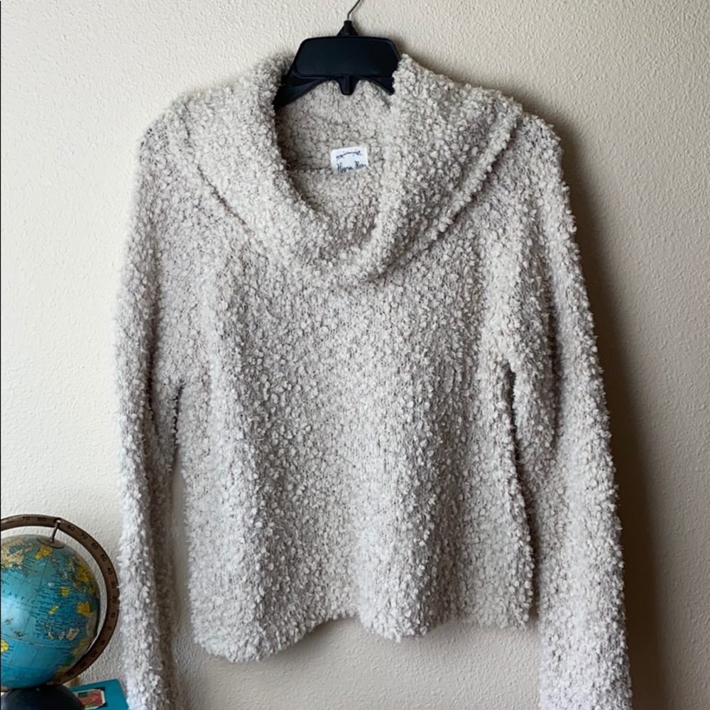Hippie Rose Cream Plush Cowl Neck Pullover